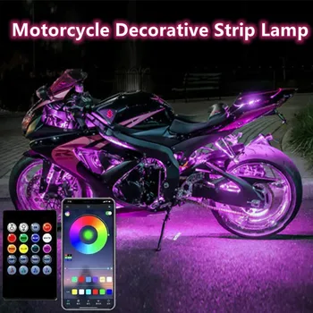 RGB APP LED Smart, Stabdžių Žibintai Motociklo Automobilių Atmosfera Šviesą su Belaidžio Nuotolinio Valdymo Moto Dekoratyvinės Juostelės Lempa, Rinkinys