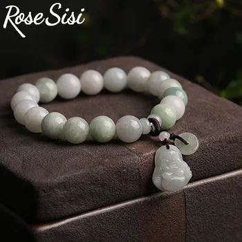 Rose sisi Kinų stiliaus gamtos jade apyrankės moterims retro 3-ratas, multi-layer apyrankę браслет для женщин браслет из камней