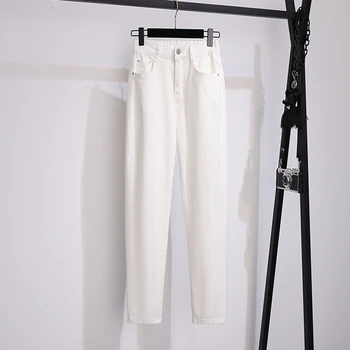 Rudenį ir žiemą, nauji didelio dydžio džinsus ruožas 8XL-4XL mados aukštos juosmens kišenės užtrauktuką slim fit atsitiktinis palaidų džinsinio audinio kelnės