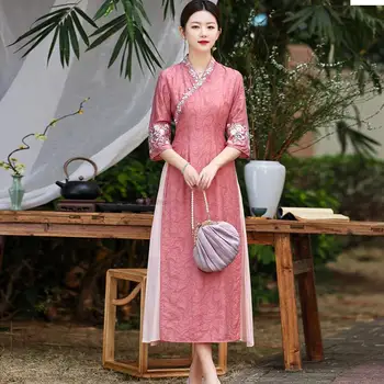 Rytų Suknelė Kinijos Tradicinės Cheongsam Nėrinių Šalis Suknelė Qipao Suknelė Senovės Tradicinių Elegantiškas Šalis Suknelė Qipao HS49