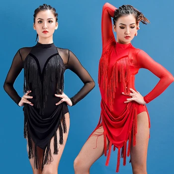 Seksualus Lotynų Šokių Suknelė Moterims Salsa Samba Tango Rumba, Cha Cha Sportinių Rezultatų Drabužius Konkurencijos Pakraštyje Suknelės