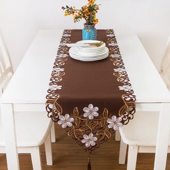 Siuvinėtos stalo runner multi-color creative stačiakampio formos, siuvinėta staltiesė, namų audinio stalo runner tuščiaviduris menas