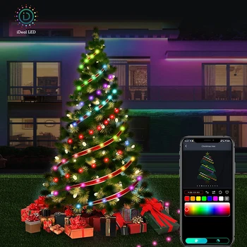 Smart App Kontrolės Pasakų Šviesos Lauko RGB LED Styginių Šviesos Vandeniui Girliandą Šviesos Kalėdų Šventė Partijos Gimtadienį Dekoras