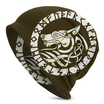 Suaugusiųjų Vyrų Megzti Skrybėlę Viking Vilkas Plakatas variklio Dangčio Skrybėlės hip-hop skrybėlę R339 Derliaus Unisex Skrybėlę, Mezgimo