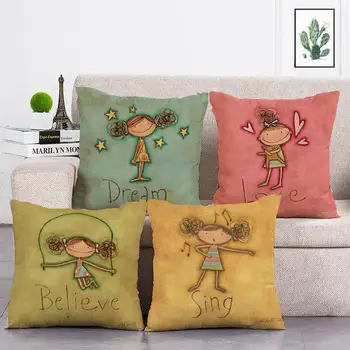 Svajoti meile tiki, dainuoja mergina lino/medvilnės mesti pagalvių užvalkalus sofos pagalvėlė padengti namų dekoratyvinės pagalvės T185