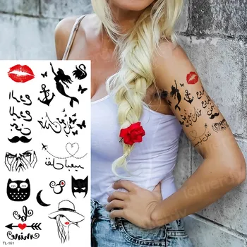 tatuiruotė ir kūno menas vandeniui laikinos tatuiruotės mergaičių laikina tatuiruotė lipdukas vaikams tatuiruotė juoda kiss lipdukas undinė širdies