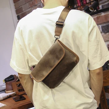Tidog Jaunimo retro krepšys priekiniai mažas maišelis mados paprasta, pečių, krūtinės krepšys