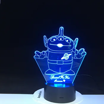 Tris Akis Monstras 3D Lempos Animacinių filmų 7 Spalvos su Nuotolinio Vaikams Kalėdų dovana Kambarys Dekoratyvinis Led Nakties Šviesos Lempos Nuostabus