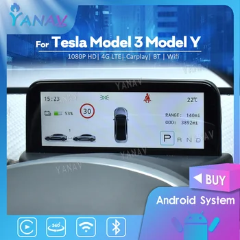 Už Tesla Model 3 Y Automobilių Metrų Priemonė Jutiklinį Ekraną, Skirtą Skaitmeninės Priekinis LCD Ekranas prietaisų Skydelyje 1080P Konsolės Plug and Play
