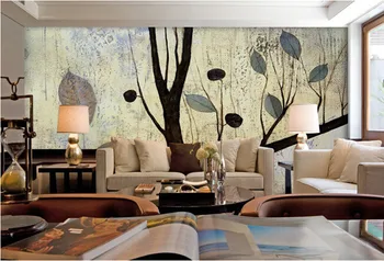 Vartotojo 3D freskomis,meno aliejaus tapybai abstrakčiai laukinių vaismedžių ,gyvenamasis kambarys su sofa-lova, TV wall miegamojo sienos popieriaus