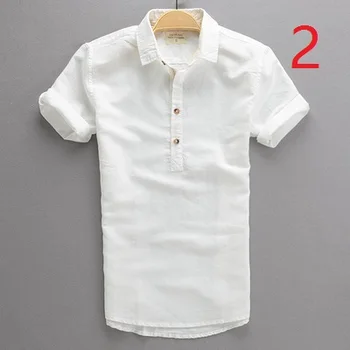 Vasaros nauji vyriški laisvalaikio lino marškinėliai vyriški balti gobtuvu marškinėliai vyriški ploni trumparankoviai medvilnės skalbiniai, marškiniai,