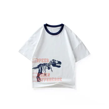 Vasarą Berniukams trumpomis Rankovėmis T-Shirt Animacinių filmų Dinozaurų Atspausdintas T-shirt Vaikų vatos Pagaliukai Vaikams 4-12 Minkštas T Marškinėliai Vaikams Komplektai