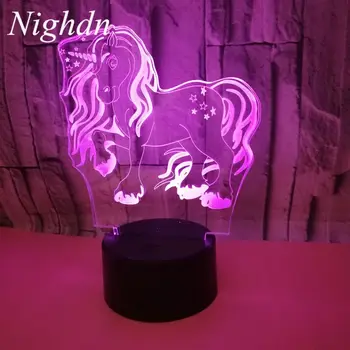Vienaragis Žibintai 3d Naktį Šviesa 16 Spalvų Nuotolinio Valdymo 3D Led USB Stalo Lempa Vaikai Miegamojo Puošimas Gimtadienio Dovanos naktinė lempa Vaiko
