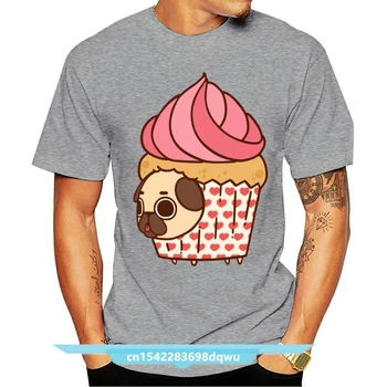 Vyrų Marškinėlius Cupcake Pug Marškinėliai T-Shirt Cool Moterys T-Shirt Tees Viršų