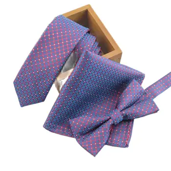 weiliboyin Violetinė balta liesas kaklaraištis vyrų mados 5cm siauras kaklaraištis violetinė bowtie kišenėje aikštėje Sidabro dot ryšius gravata