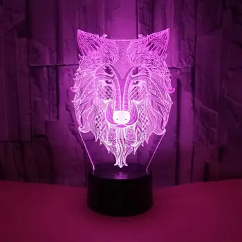 Wolf 3D Lempos Spalvinga Jutiklinis Nuotolinio Valdymo pulto LED Nakties Šviesos Kūrybos Gyvūnų Dovanų Žaislų staliukas Lempos Miegamojo Puošimas naktinė lempa