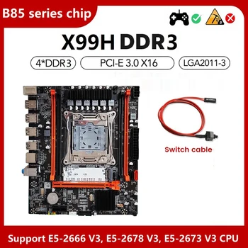 X99H Plokštė +Jungiklio Kabelio Komplektas B85 Chip LGA2011-V3 DDR3X4 ECC Serverio Atminties Lizdas M. 2 NVME PCI-E 3.0 X16 SATA3.0