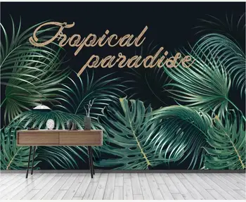 XUE SU Sienų dangos profesinės užsakymą tapetai, freskos Europos retro augalų džiunglės bananų lapų fone sienos