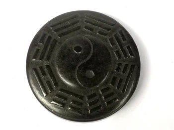 YIZHU CULTUER MENO Kolekcija Senas Kinų Hongshan Kultūros Juoda Magnetas Jade, Fengshui Aštuonių diagramų Pakabukas Apdaila