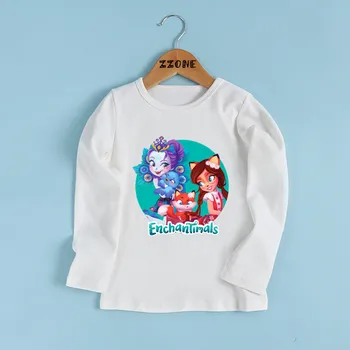 Į Enchantimals Mergina Spausdinti Cartoon Kids marškinėliai Vaikams Juokingas Mielas Drabužius, Kūdikių Berniukų ir Mergaičių Long Sleeve T-shirt,LKP5454