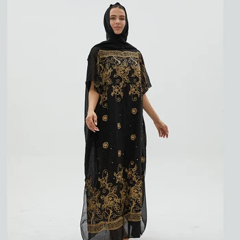 Šifono Artimųjų Rytų Dubajus Abaja Moterų Maxi Malda Suknelė Afrikos Drabužių Turkija Siuvinėjimo Duobute Vasaros Dienos TraditionalC5-1