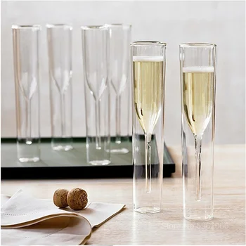 Šviesos Prabanga Dvigubos Sienelės Vestuvių Šampanas Fleita Coupe Goblet Tulpių Baras Šalies Kokteilis Stiklo Likeris Aperityvas Putojančio Vyno Taurės