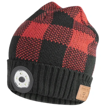 Žiemos Bluetooth Beanie kepurė Su Šviesa, Šiltas Megzti Muzikos Skrybėlės Slidinėjimo Dviračių Žygiai Dangteliai, USB Įkraunamą