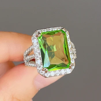 CAOSHI Prabanga Green Crystal Piršto Žiedą Moterų Kilnus Šalis, Aksesuarai Moterims Subtilus Asmenybės Dovana Pareiškimą Papuošalai