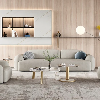 Italijos Minimalistinio Technologijų Audinių Sofa Atsižvelgiant Prabanga Kambarį Dizaineris, Paprastas, Modernus Pilkos Spalvos Žemyn Latekso Audinio Sofos, Baldai.