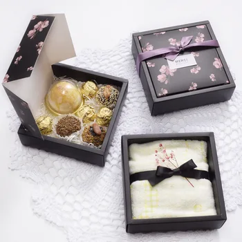 Juodosios Pink Gėlių ant Filialas, 10 Tema Nustatyti Saldainių Popieriaus Langelį Valentino Vestuvių Naudai Dėžės Gimtadienio Dovanų Pakavimas
