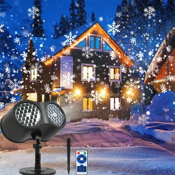 Kalėdų Vakarėlį Šviesos diodų (LED) Dvigubo Vamzdžio Snaigės Projektoriaus Šviesos Pūgą Projekcija Lempos Atostogų Šalis, Patalpų Lauko Dekoras