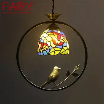 PASAKŲ Tiffany priedai veltiniams, vilna Lempa LED Kūrybos Spalvos Stiklo Kabo Šviesos Paukštis Dekoro Namų Valgomasis, Miegamasis, Balkonas