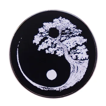 Yin ir Yang Bonsai Medis Turas Mados Kūrybos Animacinių filmų Sagė Puikus Emalio Ženklelis Drabužių Priedai